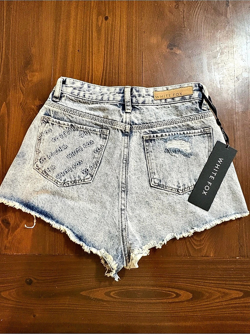 White Fox On A Mission Denim Shorts Blue XS